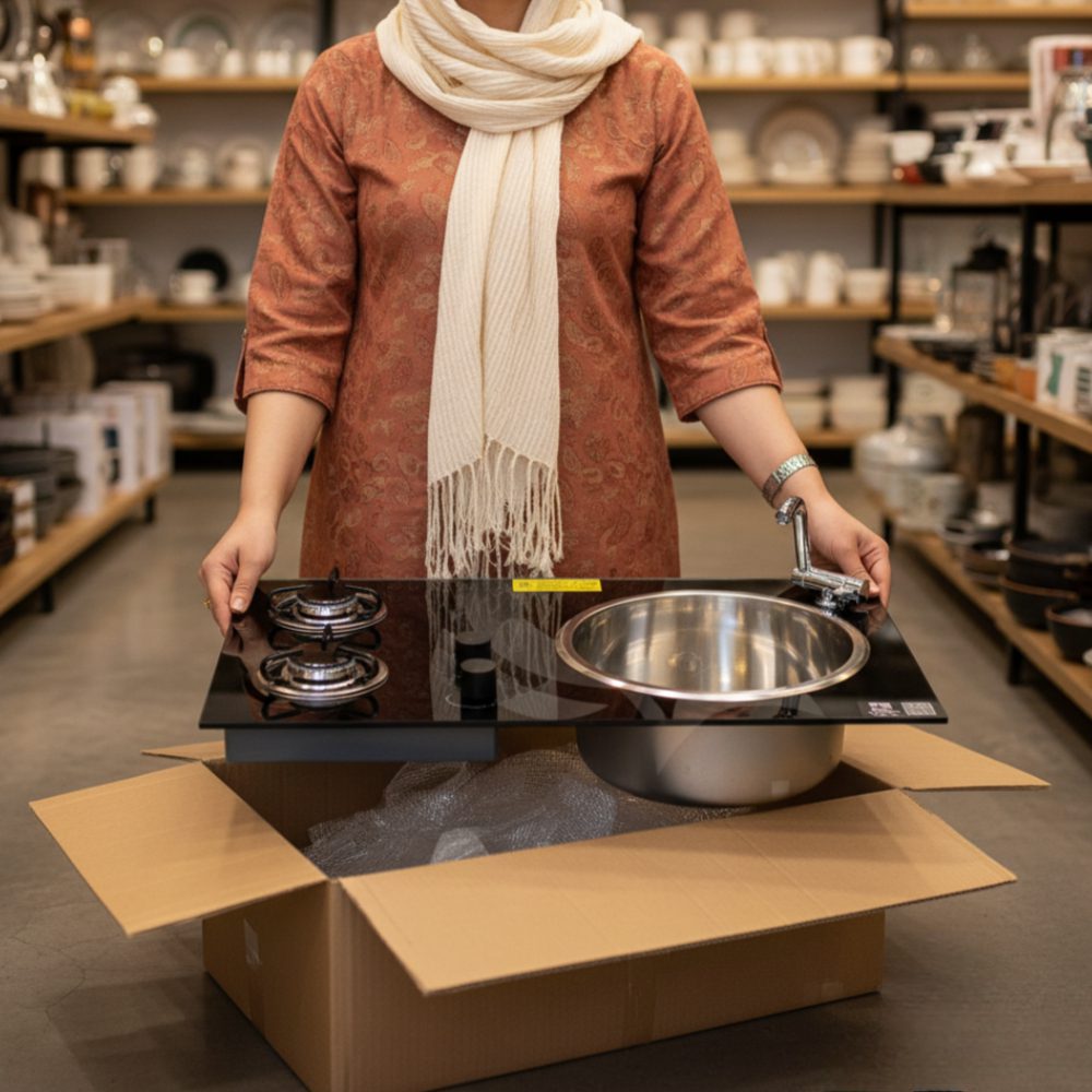 سینک و گاز دو شعله افقی